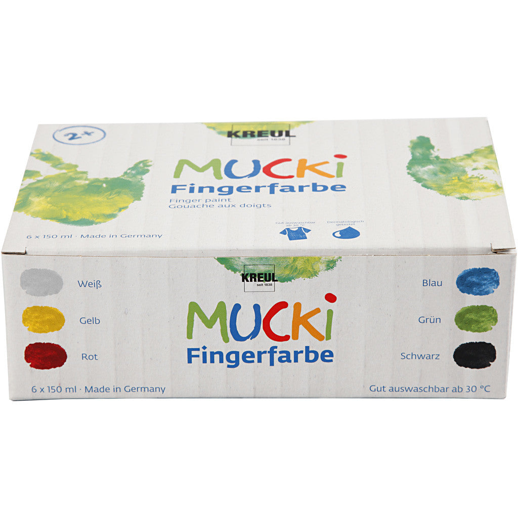Mucki Finger Paint, assorted colours, 6x150 ml/ 1 pack [HOB-34766]