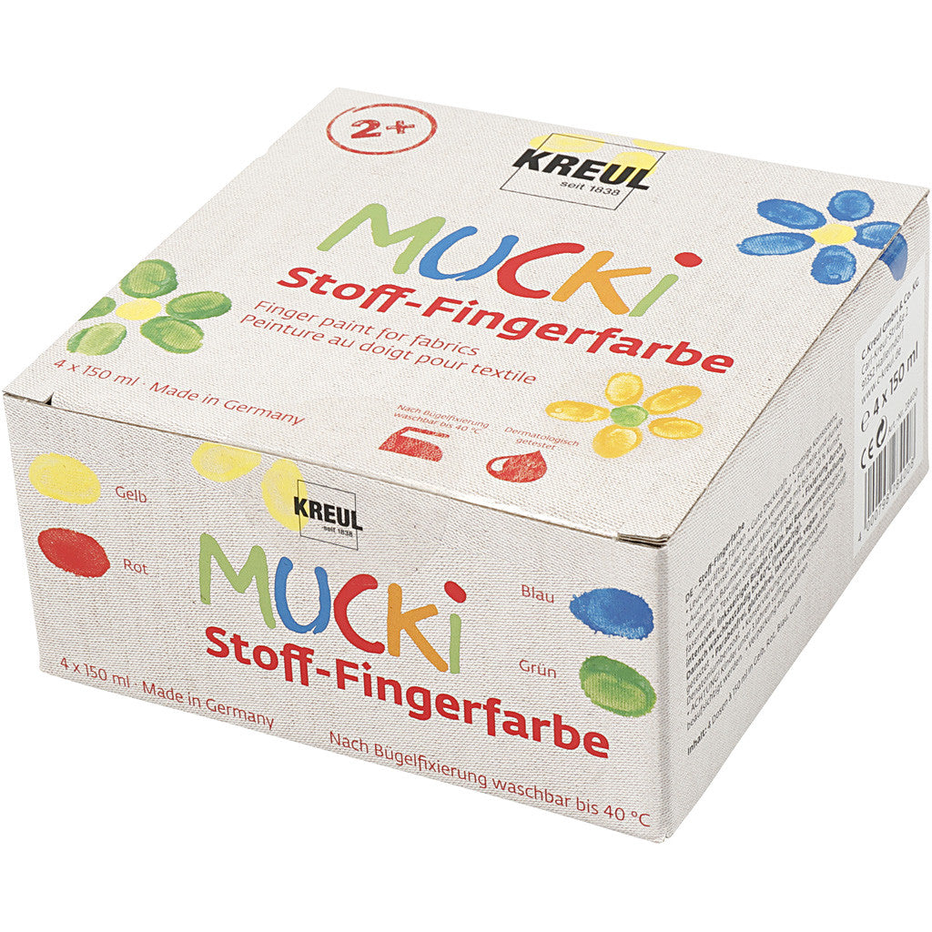 Muck Finger Paint, blue, green, red, yellow, 4x150 ml/ 1 pack [HOB-34770]