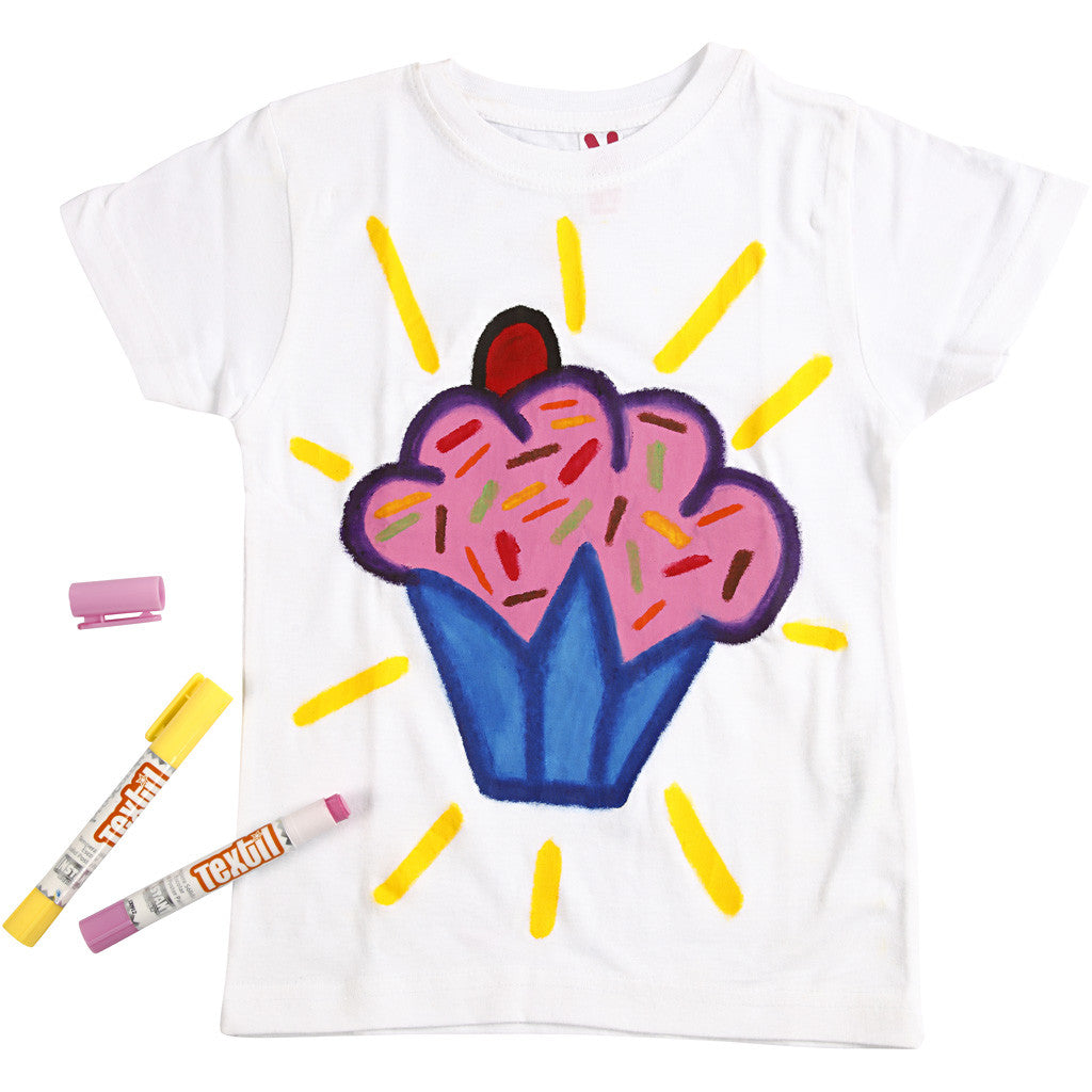 Playcolor Textile Marker, L: 14 cm, assorted colours, 5 g, 12 pc/ 1 pack [HOB-34860]