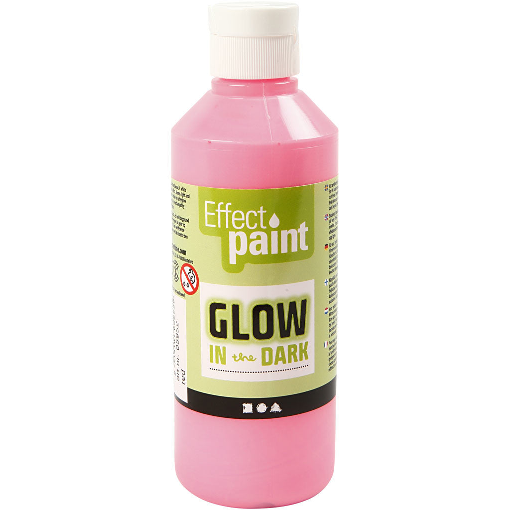 Glow in the Dark Paint, fluorescent light red, 250 ml/ 1 bottle [HOB-34934]