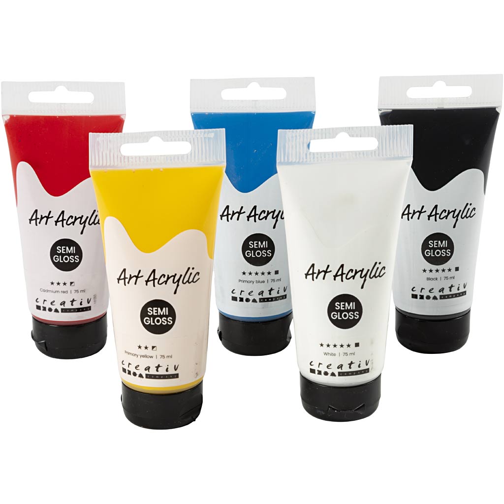 Art Acrylic, Color School, semi-glossy, assorted colours, 5x75 ml