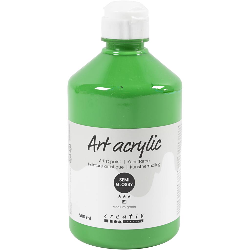 Art Acrylic, semi-glossy, opaque, medium green, 500 ml/ 1 bottle
