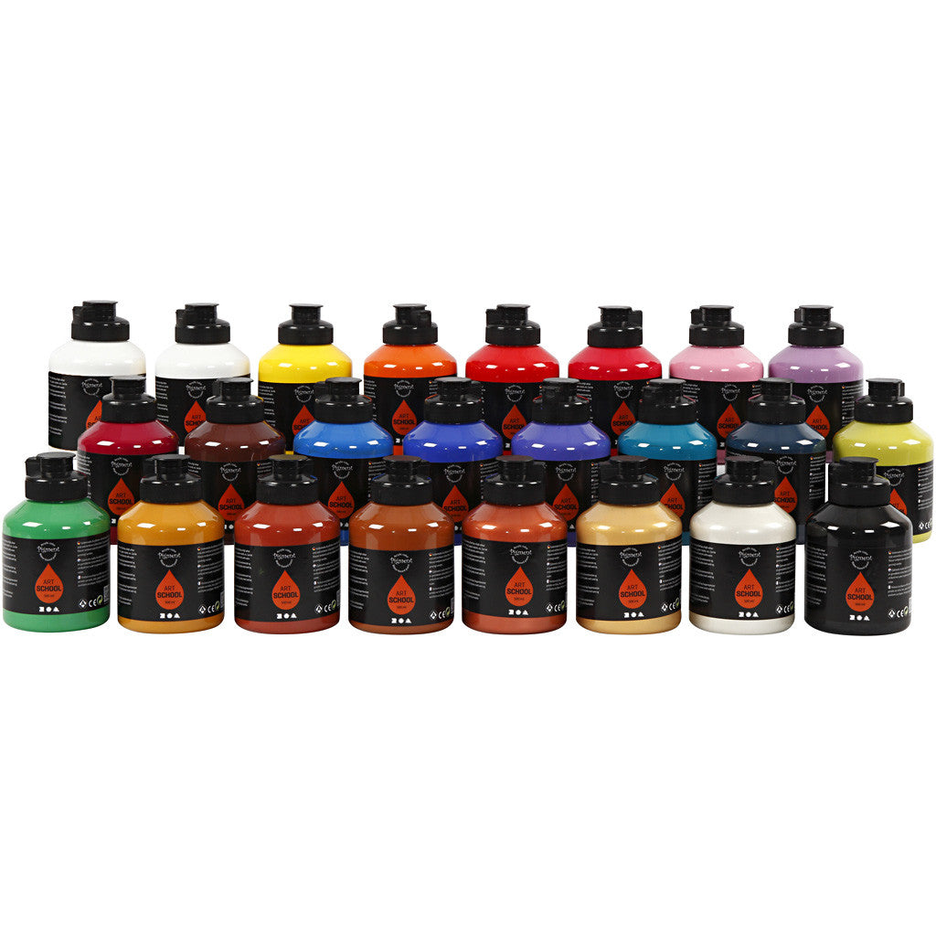 Acrylic Paint, semi-glossy, assorted colours, 24x500 ml/ 1 pack [HOB-35480]