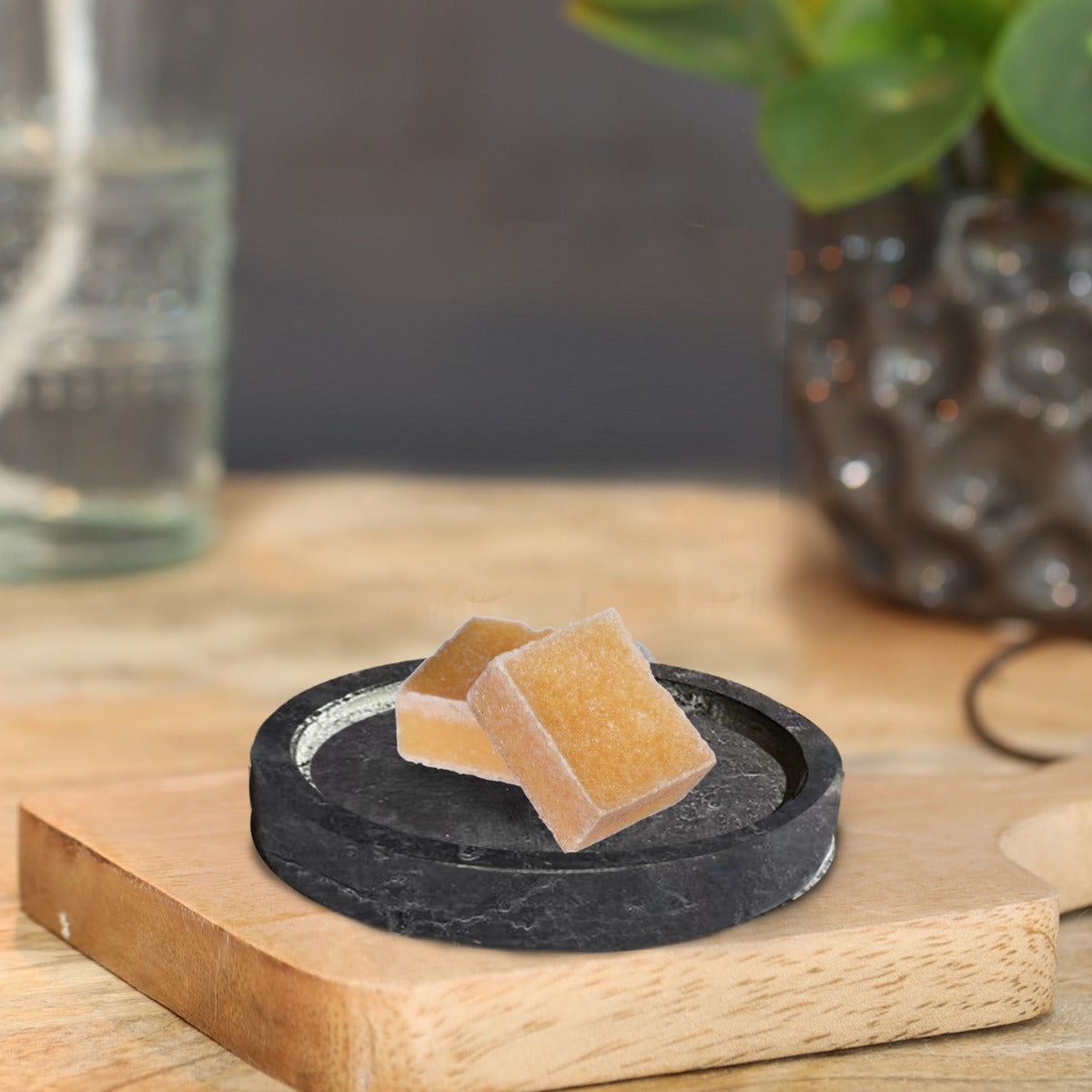 Cement wax dish dark grey Ø8 x H2 cm (12 pcs) [IFS-36051]