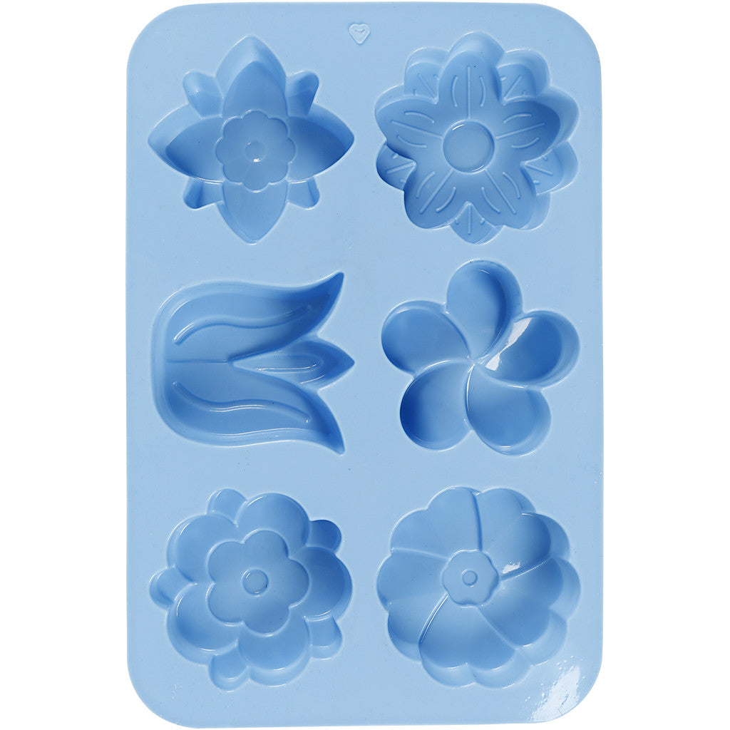 Silicone Mould, flowers, H: 2,6 cm, L: 6 cm, W: 7,5 cm, 75 ml, 1 pc [HOB-37135]