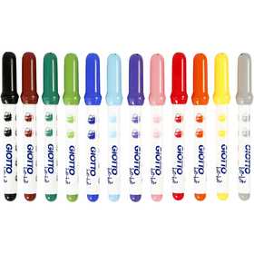 Markers, dia. 5 mm, line 1-3 mm, assorted colours, 12pc/ 1 pack [HOB-37291]