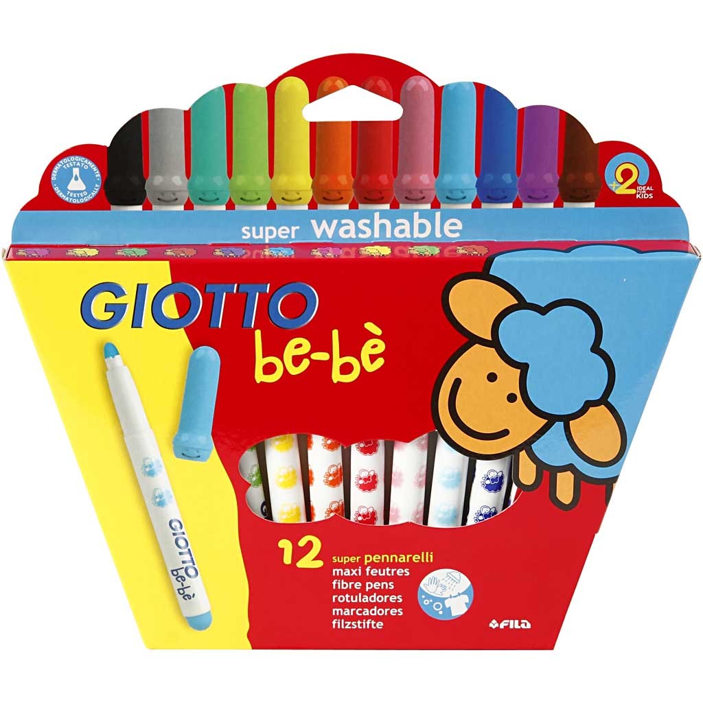 Markers, dia. 5 mm, line 1-3 mm, assorted colours, 12pc/ 1 pack [HOB-37291]