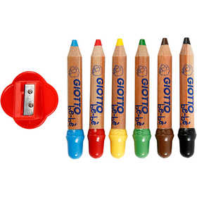 Colouring Pencils, L: 10,5 cm, thickness 13 mm, lead 6 mm, assorted colours, 6 pc/ 1 pack [HOB-37294]