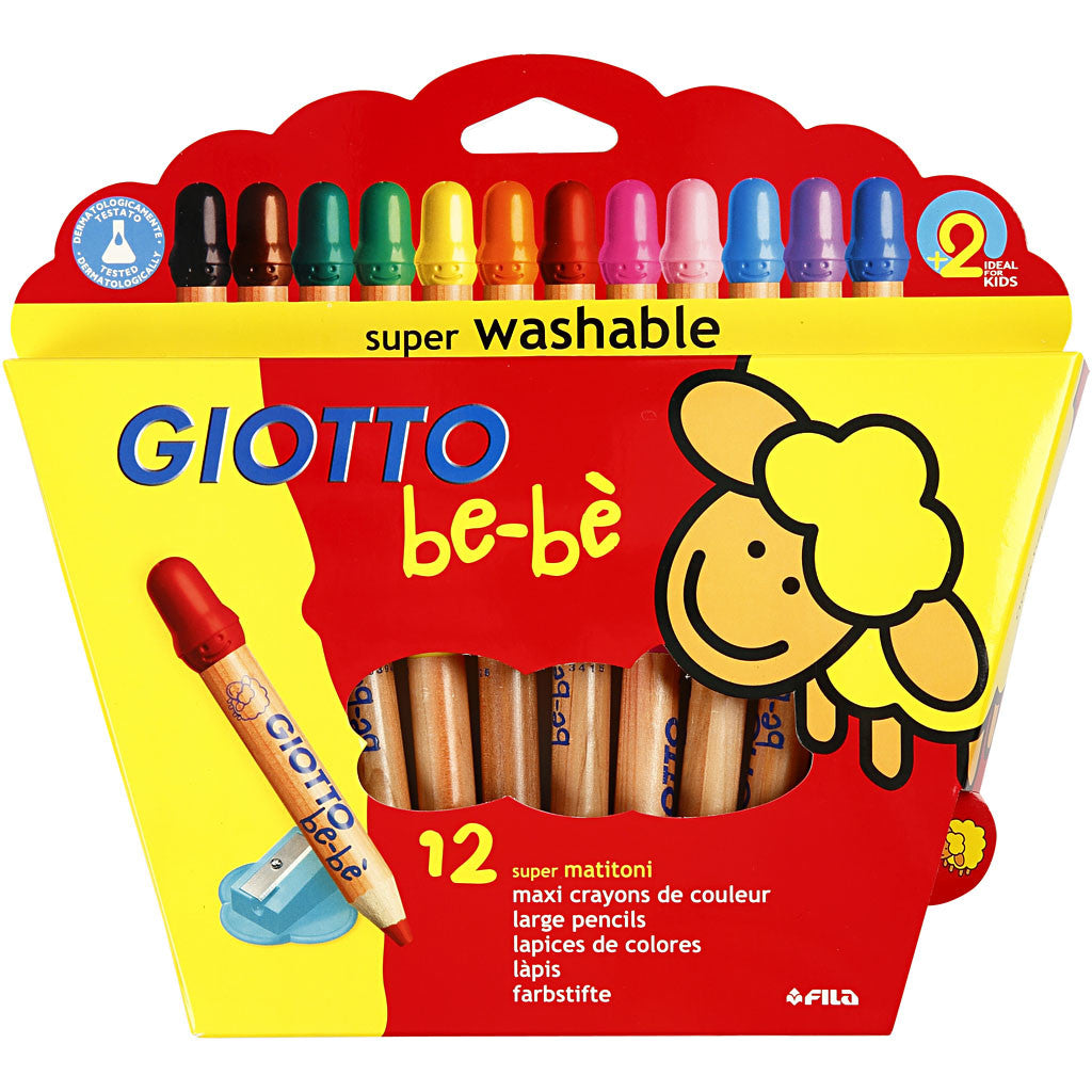 Colouring Pencils, L: 10,5 cm, thickness 13 mm, lead 6 mm, assorted colours, 12 pc/ 1 pack [HOB-37295]
