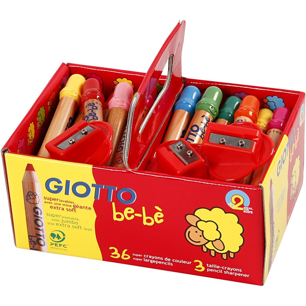 Colouring Pencils, L: 10,5 cm, dia. 13 mm, lead 6 mm, assorted colours, 36 pc/ 1 pack [HOB-37296]