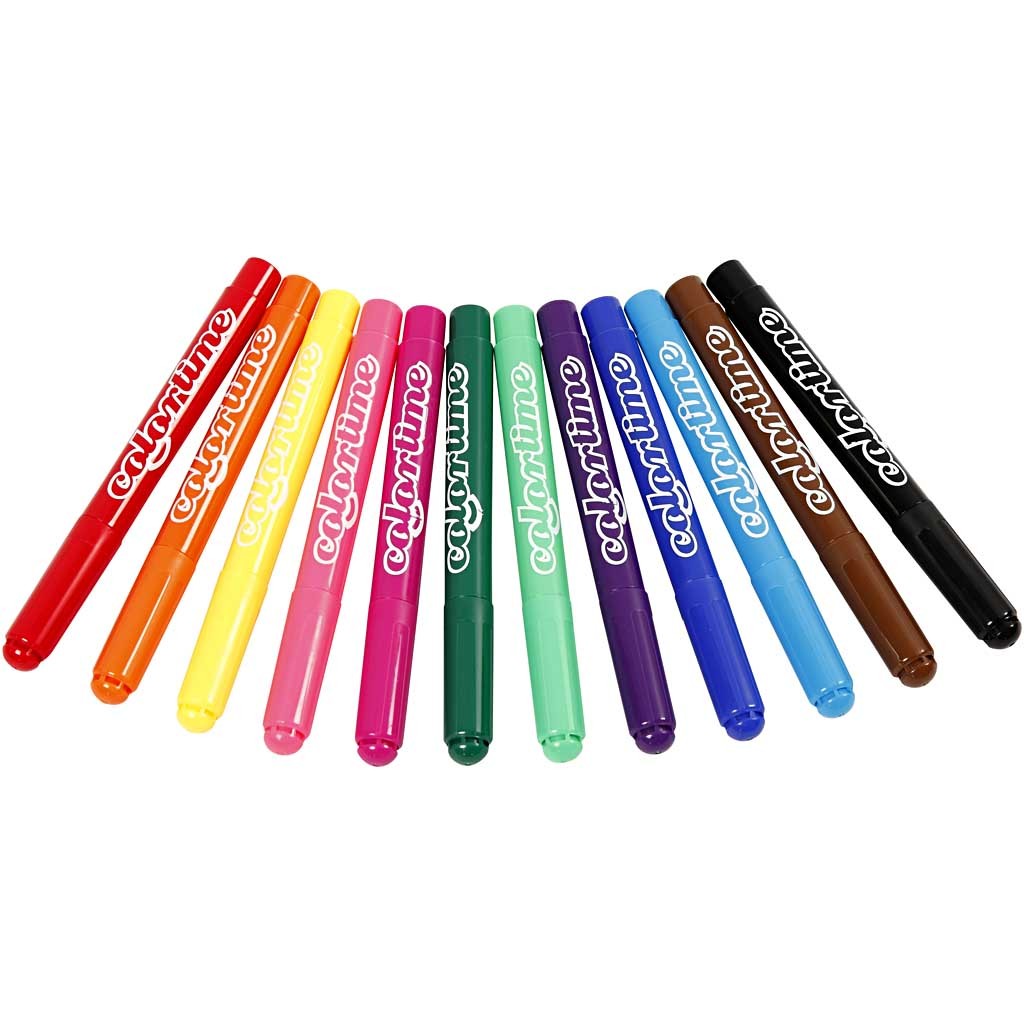 Colortime Markers, line 5 mm, standard colours, 12 pc/ 1 pack [HOB-37330]