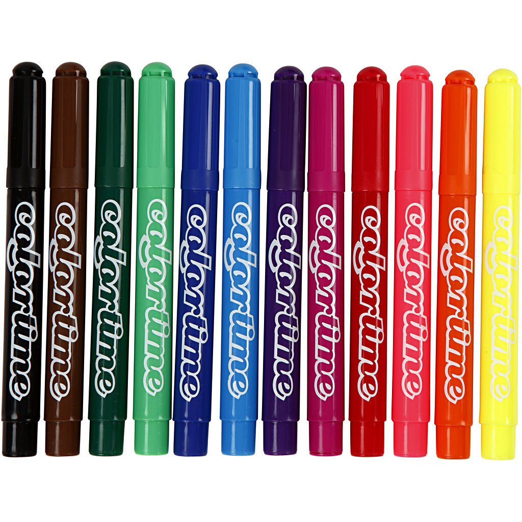 Colortime Markers, line 5 mm, standard colours, 12 pc/ 1 pack [HOB-37330]