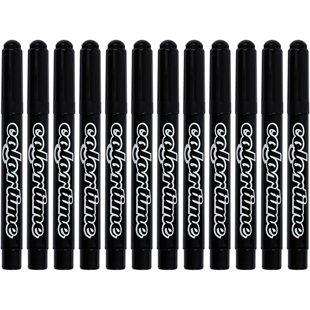 Colortime Markers, line 5 mm, black, 12 pc/ 1 pack [HOB-37331]