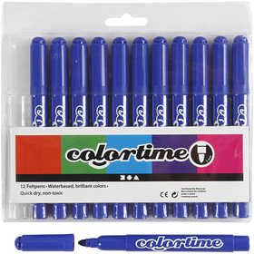 Colortime Markers, line 5 mm, blue, 12pc/ 1 pack [HOB-37333]