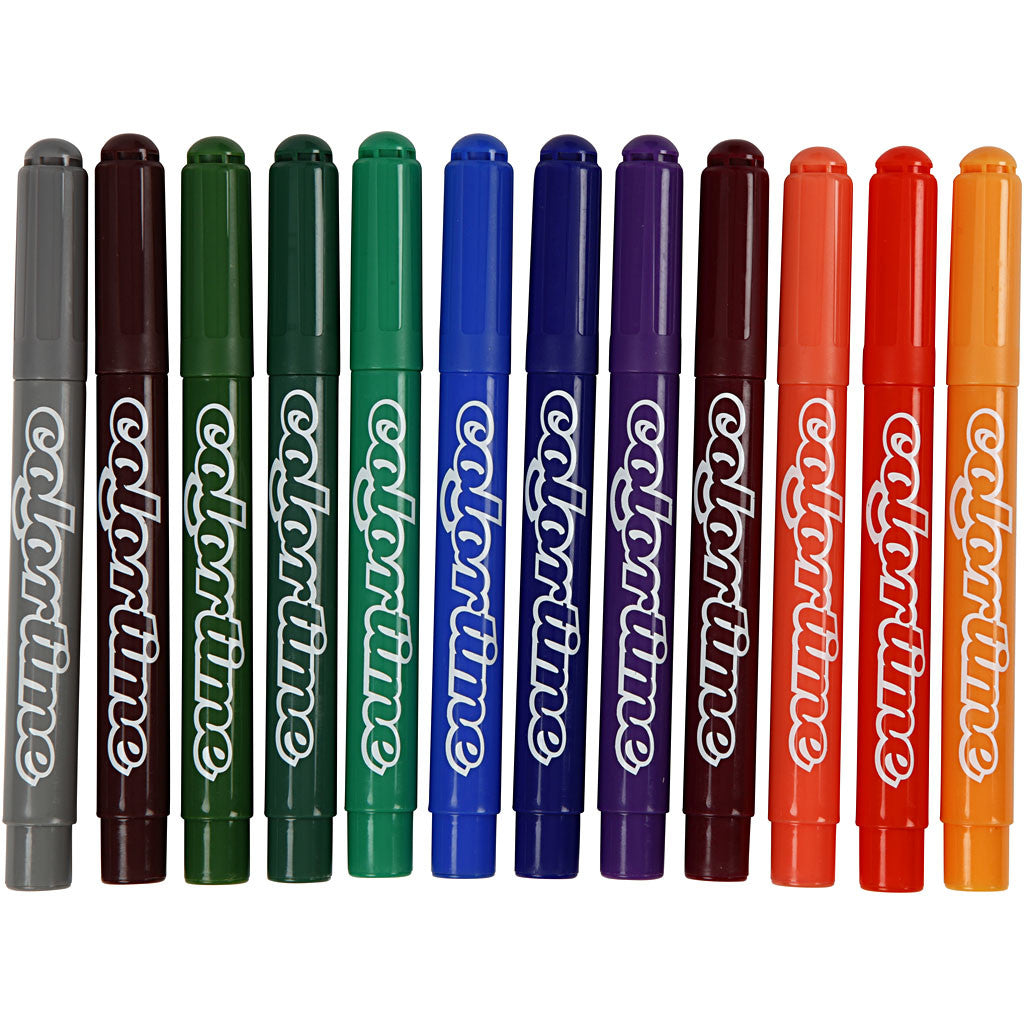 Colortime Markers, line 5 mm, additional colours, 12 pc/ 1 pack [HOB-37348]