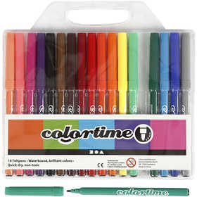 Colortime Markers, line 2 mm, assorted colours, 18 pc/ 1 pack [HOB-373548]