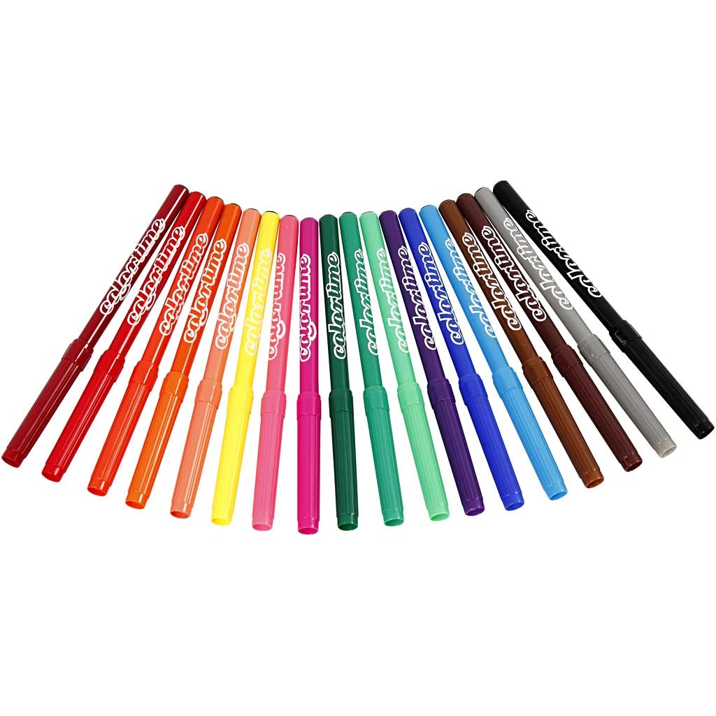 Colortime Markers, line 2 mm, assorted colours, 18 pc/ 1 pack [HOB-373548]
