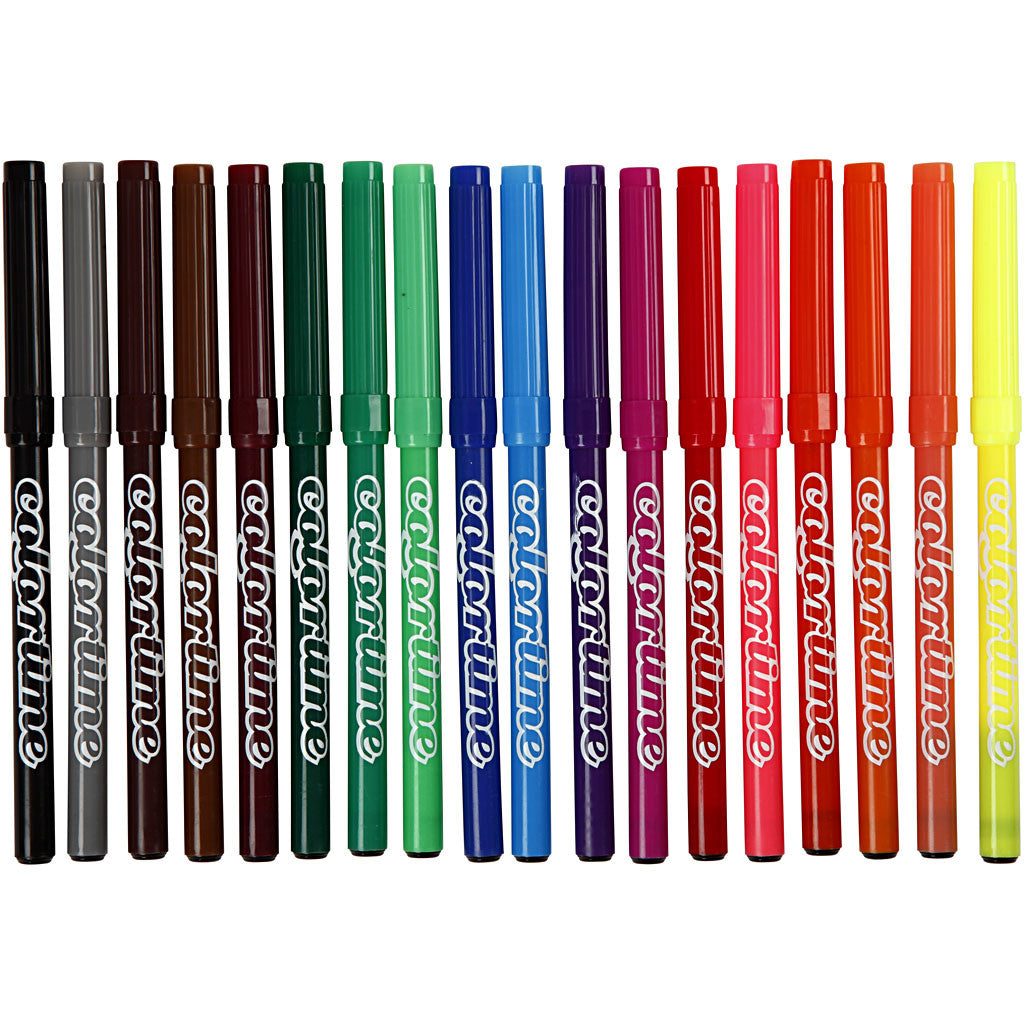 Colortime Markers, line 2 mm, assorted colours, 18 pc/ 1 pack [HOB-373548]