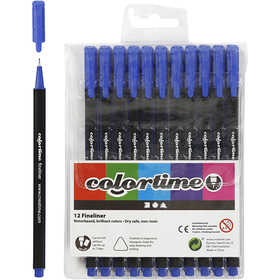 Colortime Fineliner Markers, line 0,6-0,7 mm, dark blue, 12 pc/ 1 pack [HOB-373634]
