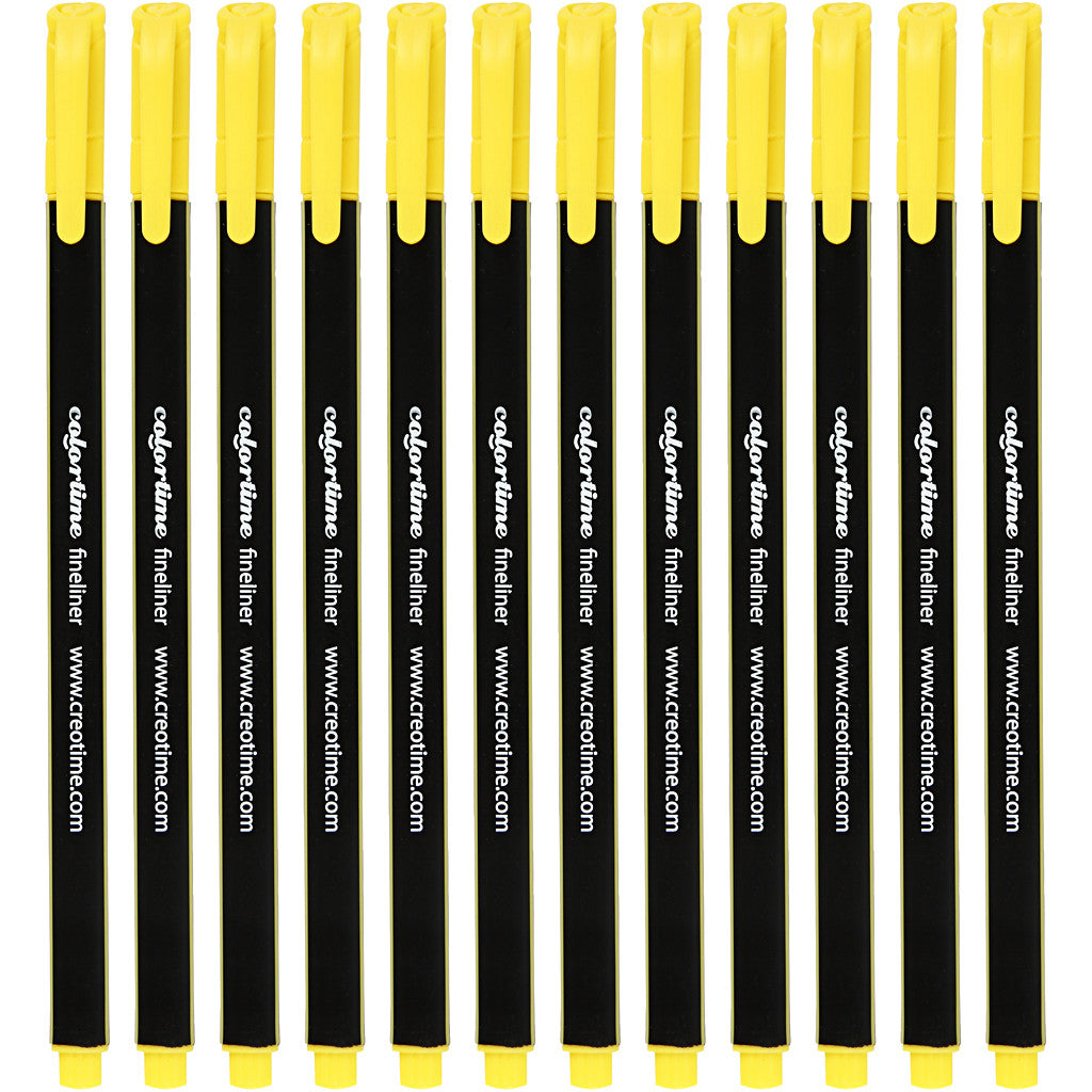 Colortime Fineliner Markers, line 0,6-0,7 mm, yellow, 12 pc/ 1 pack [HOB-373637]