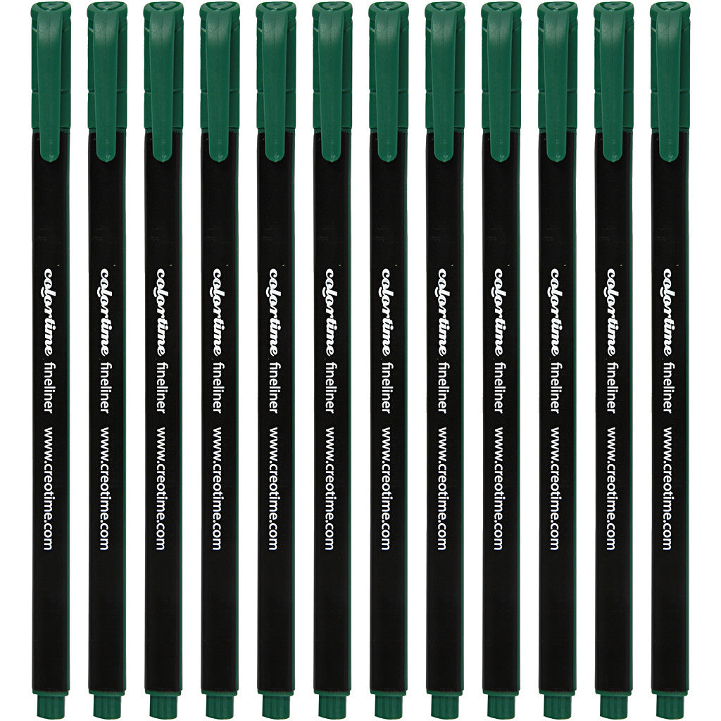Colortime Fineliner Markers, line 0,6-0,7 mm, dark green, 12 pc/ 1 pack [HOB-373654]