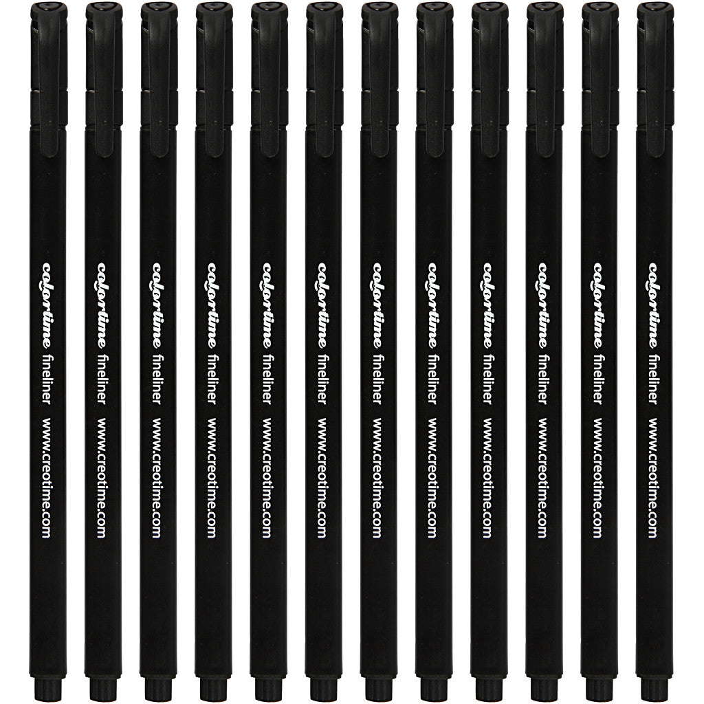 Colortime Fineliner Markers, line 0,6-0,7 mm, black, 12 pc/ 1 pack [HOB-373661]