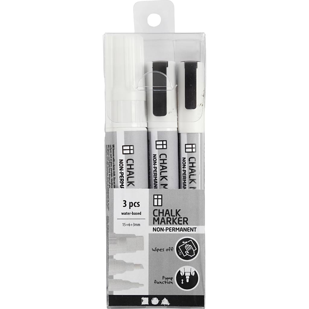 Chalk Markers, line 3+6+15 mm, white, 3 pc/ 1 pack [HOB-37388]