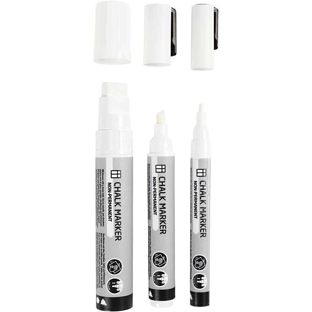 Chalk Markers, line 3+6+15 mm, white, 3 pc/ 1 pack [HOB-37388]