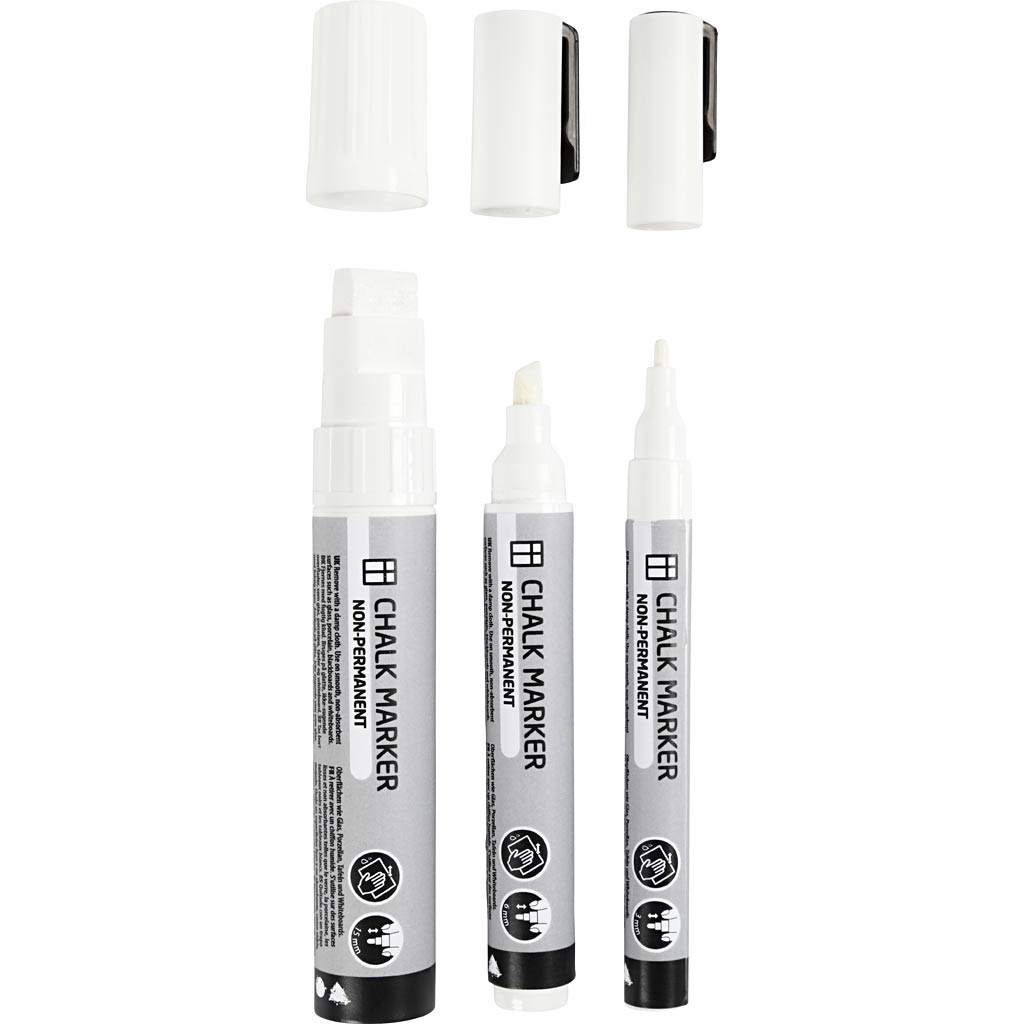 Chalk Markers, line 3+6+15 mm, white, 3 pc/ 1 pack [HOB-37388]