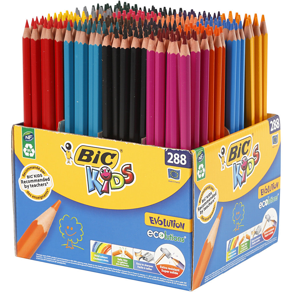 BIC Evolution Colour Pencils, L: 17,5 cm, lead 3 mm, assorted colours, 288 pc/ 1 pack [HOB-37584]
