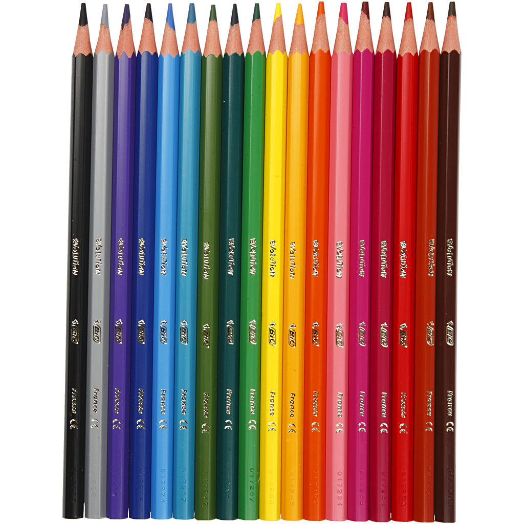 BIC Evolution Colour Pencils, Hexagonal, L: 17,5 cm, lead 3 mm, assorted colours, 18 pc/ 1 pack [HOB-37589]