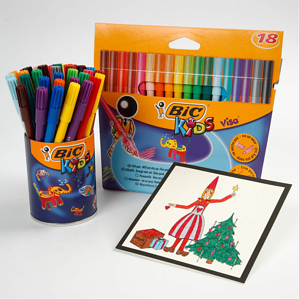 BIC Visa Fine Marker, line 1,6 mm, assorted colours, 18 pc/ 1 pack [HOB-37592]