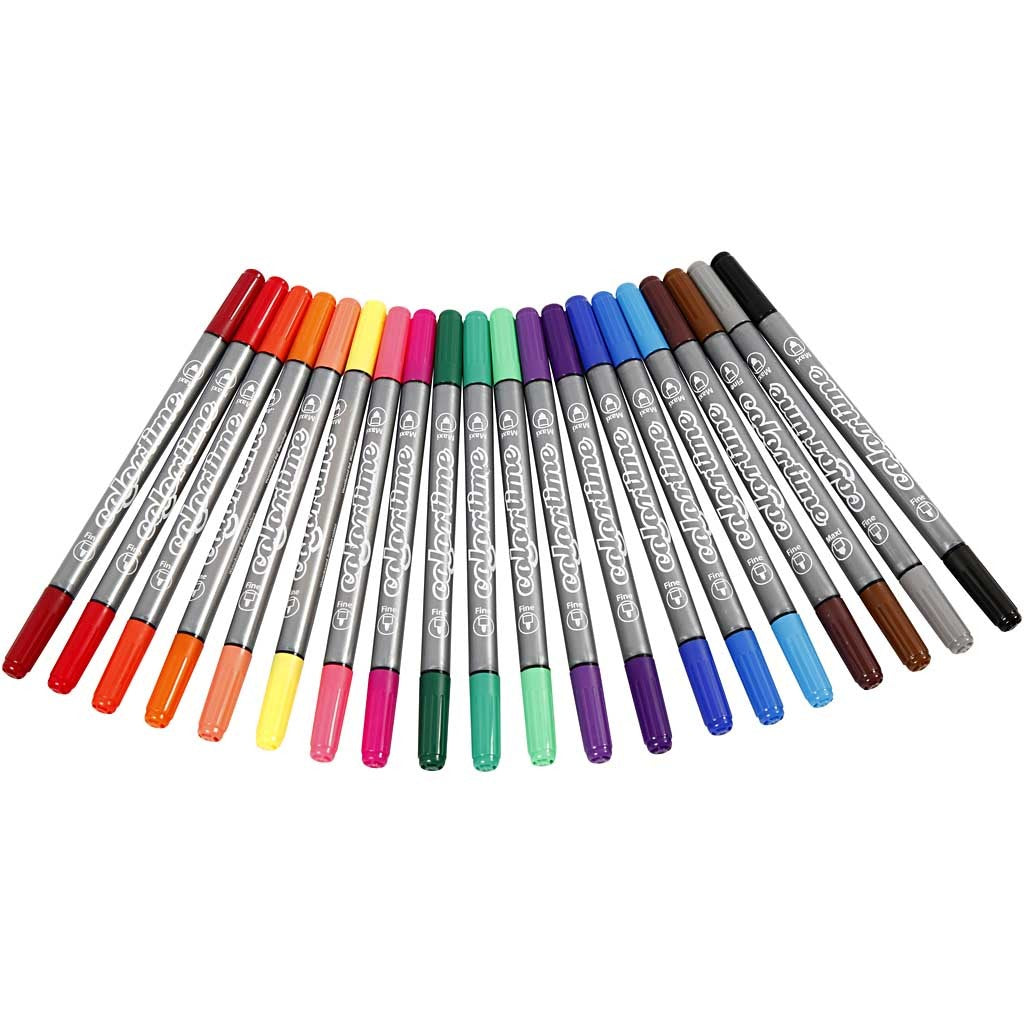 Colortime Double Marker, line 2,3+3,6 mm, standard colours, 20 pc/ 1 pack [HOB-37983]