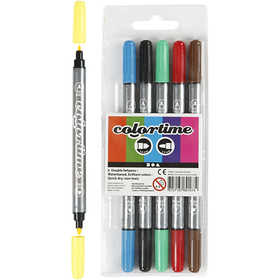 Colortime Double Marker, line 2,3+3,6 mm, standard colours, 6 pc/ 1 pack [HOB-37984]