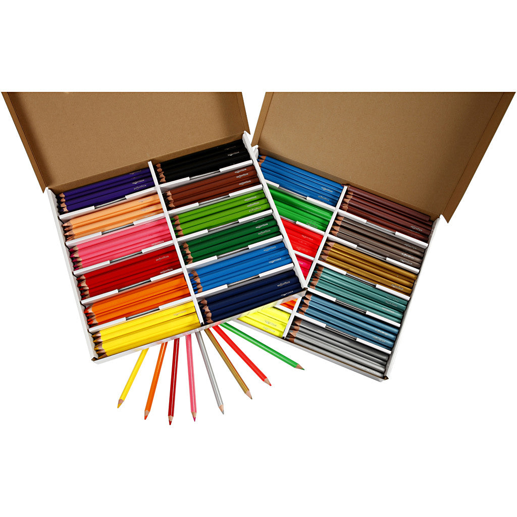 Colortime Colour Pencils, L: 17,45 cm, lead 5 mm, JUMBO, assorted colours, 12x12 pc/ 1 pack [HOB-38080]