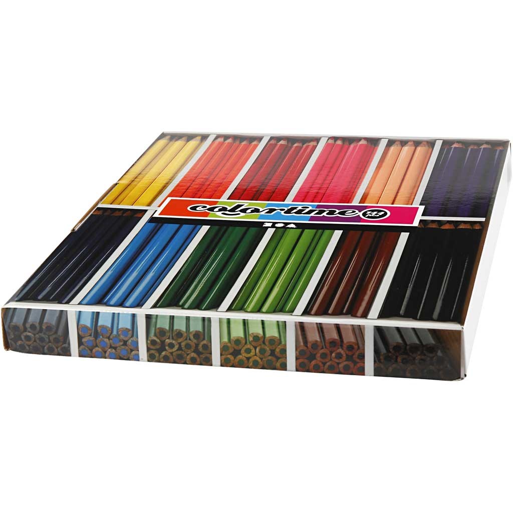 Colortime Colour Pencils, L: 17,45 cm, lead 5 mm, JUMBO, assorted colours, 12x12 pc/ 1 pack [HOB-38080]