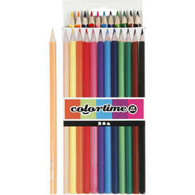 Colortime Colouring Pencils, L: 17,45 cm, lead 3 mm, assorted colours, 12 pc/ 1 pack [HOB-38093]