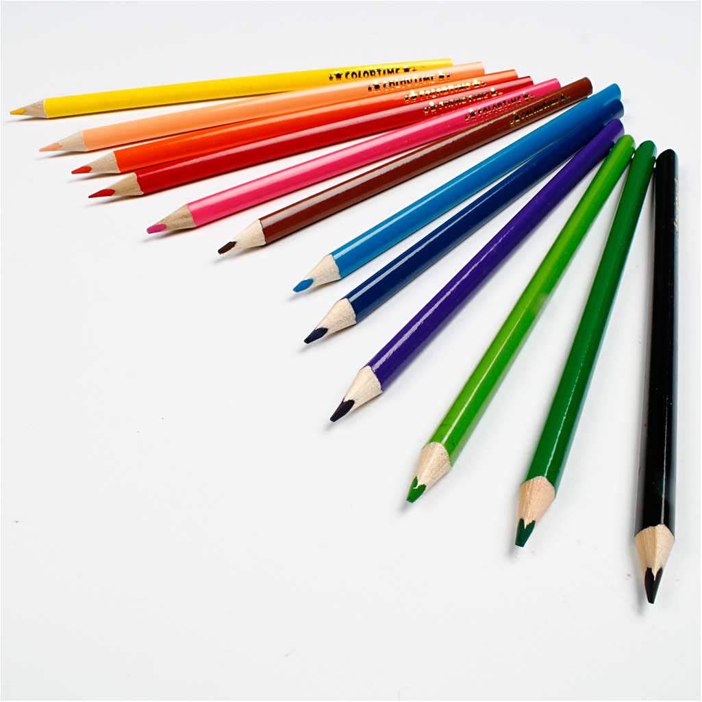 Colortime Colouring Pencils, L: 17,45 cm, lead 3 mm, assorted colours, 12 pc/ 1 pack [HOB-38093]
