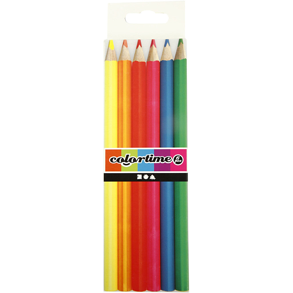 Colortime Colouring Pencils, L: 17,45 cm, lead 3 mm, neon colours, 6 pc/ 1 pack [HOB-38096]