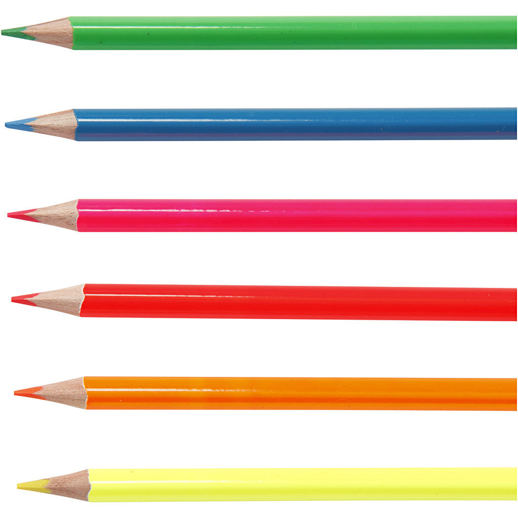 Colortime Colouring Pencils, L: 17,45 cm, lead 3 mm, neon colours, 6 pc/ 1 pack [HOB-38096]
