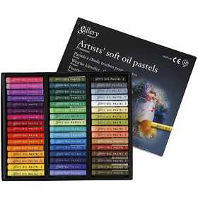 Gallery Oil Pastel Premium, L: 7 cm, thickness 10 mm, assorted colours, 48 pc/ 1 pack [HOB-38154]