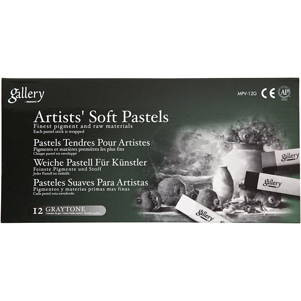 Gallery Soft Pastel Set, L: 6,5 cm, thickness 10 mm, black/white harmony, 12 pc/ 1 pack [HOB-38160]