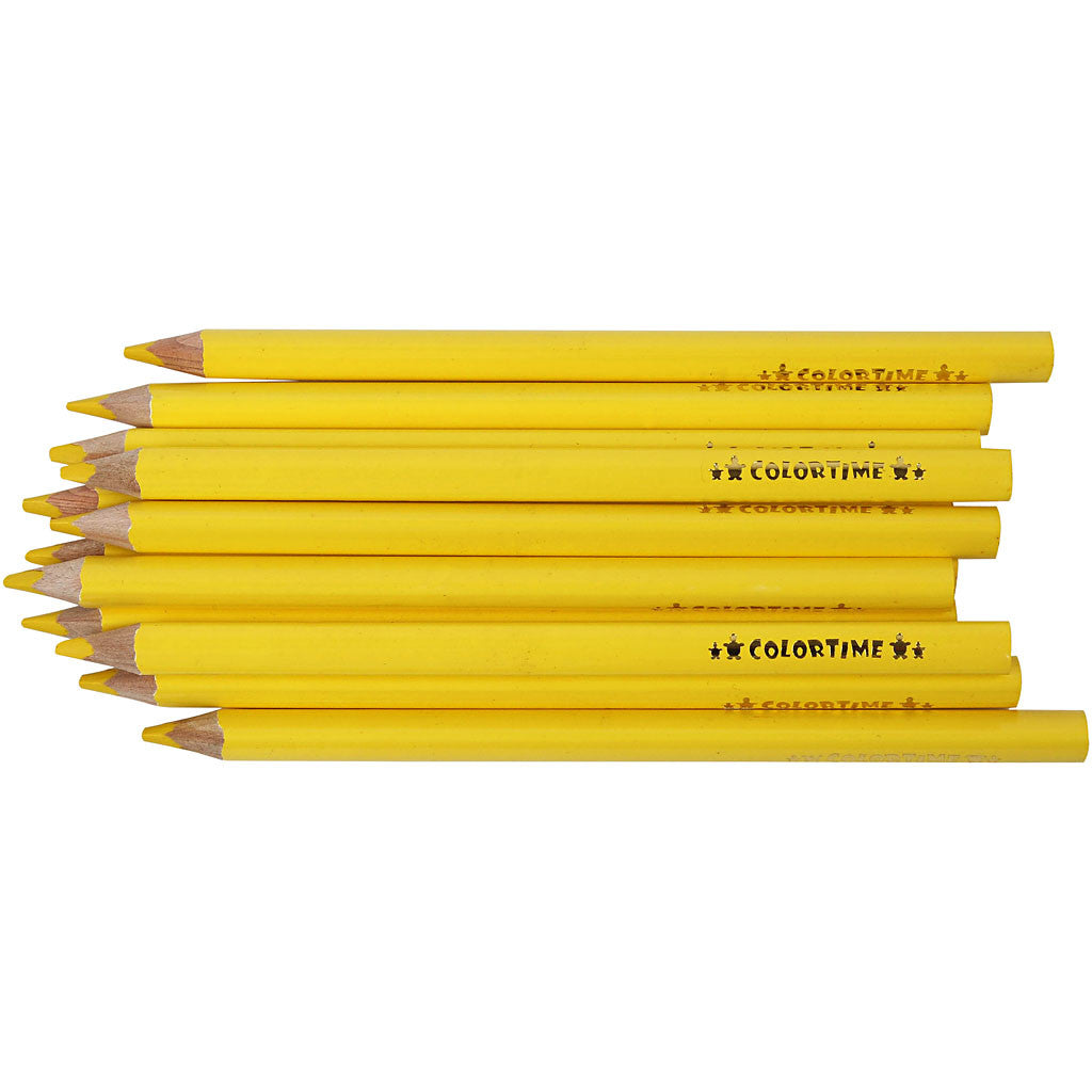 Colortime Colour Pencils, L: 17,45 cm, lead 5 mm, JUMBO, yellow, 12 pc/ 1 pack [HOB-38170]