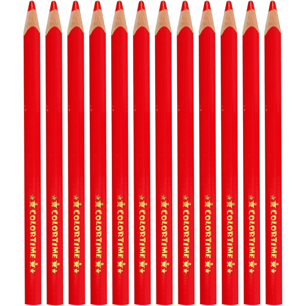 Colortime Colour Pencils, L: 17,45 cm, lead 5 mm, JUMBO, red, 12 pc/ 1 pack [HOB-38172]