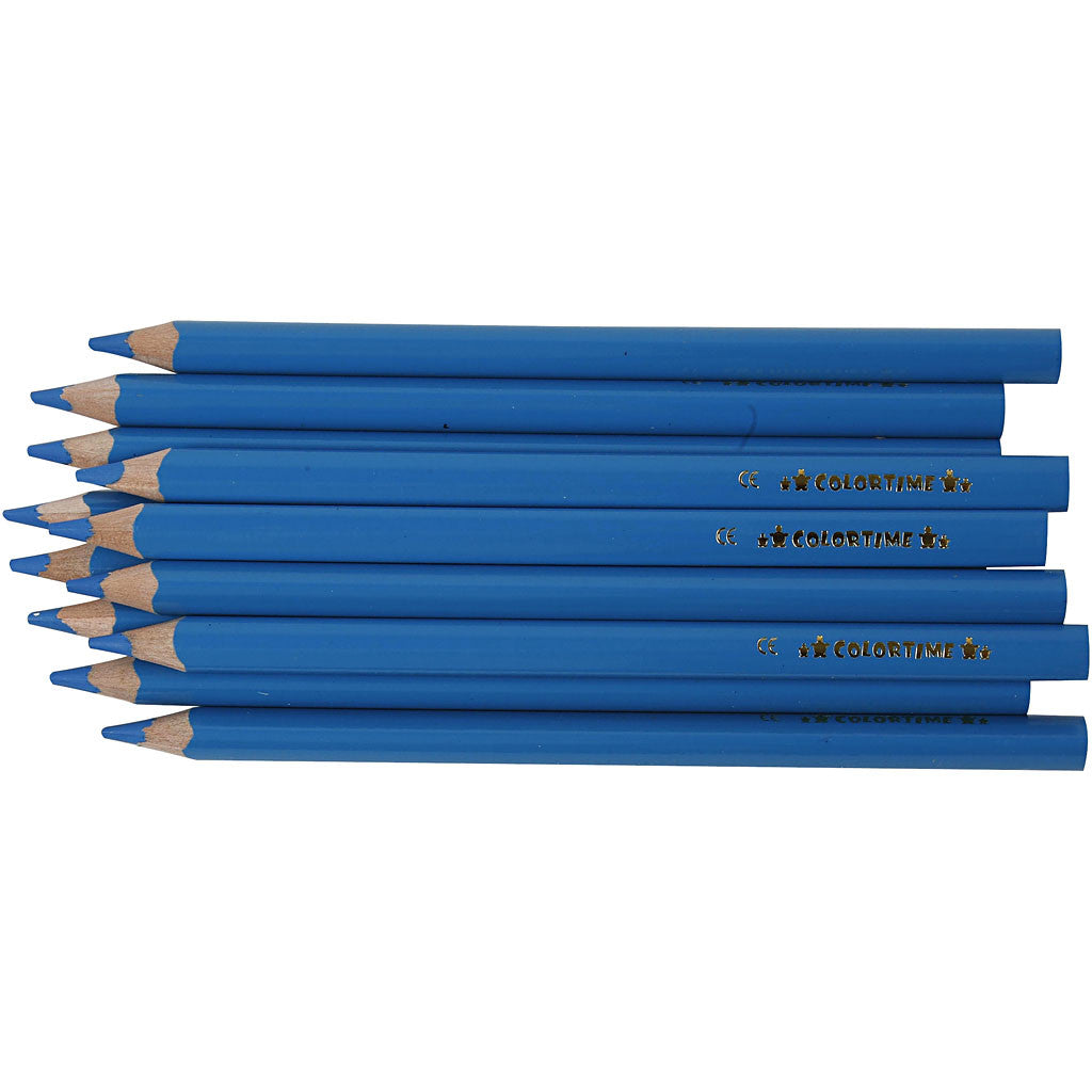 Colortime Colour Pencils, L: 17,45 cm, lead 5 mm, JUMBO, blue, 12 pc/ 1 pack [HOB-38176]