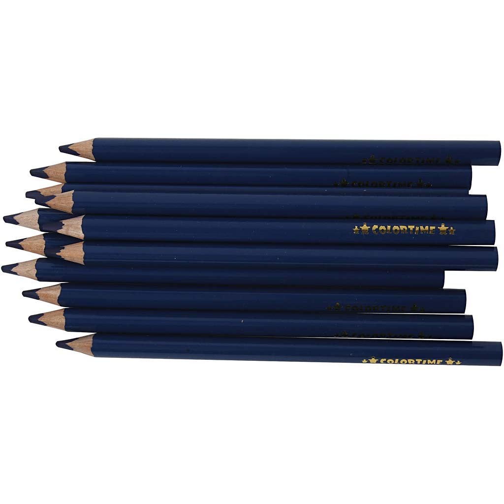 Colortime Colour Pencils, L: 17,45 cm, lead 5 mm, JUMBO, dark blue, 12 pc/ 1 pack [HOB-38177]