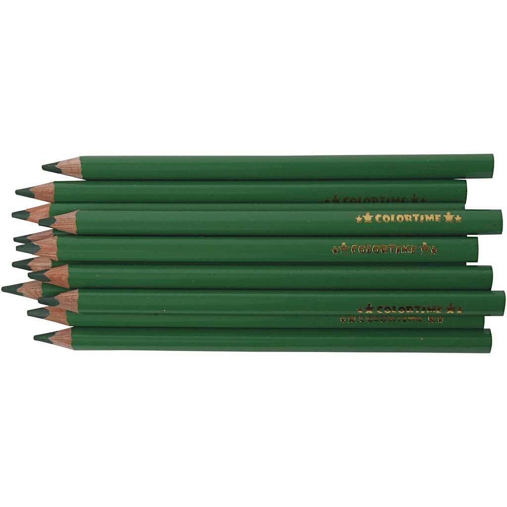 Colortime Colour Pencils, L: 17,45 cm, lead 5 mm, JUMBO, green, 12 pc/ 1 pack [HOB-38179]