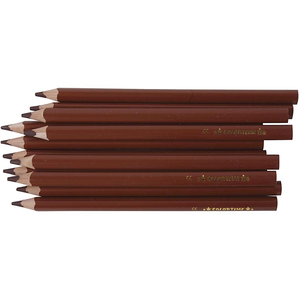 Colortime Colour Pencils, L: 17,45 cm, lead 5 mm, JUMBO, brown, 12 pc/ 1 pack [HOB-38180]