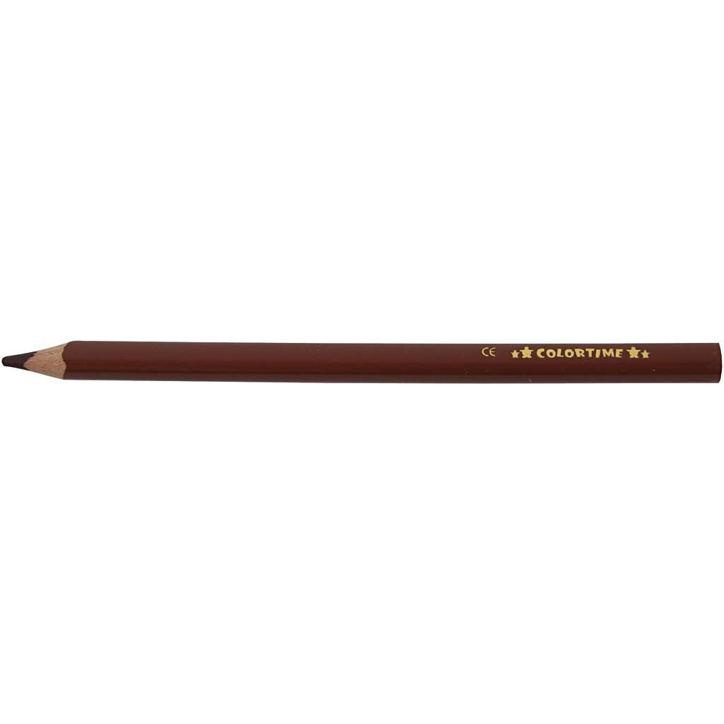 Colortime Colour Pencils, L: 17,45 cm, lead 5 mm, JUMBO, brown, 12 pc/ 1 pack [HOB-38180]