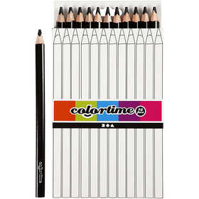 Colortime Colour Pencils, L: 17,45 cm, lead 5 mm, JUMBO, black, 12 pc/ 1 pack [HOB-38181]